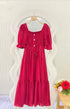 Summer Square Neckline Puff Sleeves Midi Dress